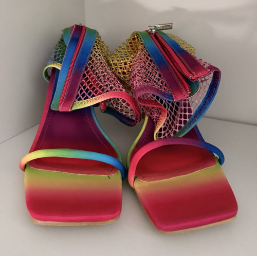 Rainbow mesh high heel sandals - rainbow, high-heel