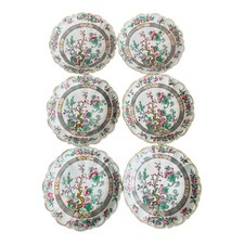 6x Wedgwood Whiteley Bayswater Indian Tree Scalloped Edge Dessert Plates 22 cm