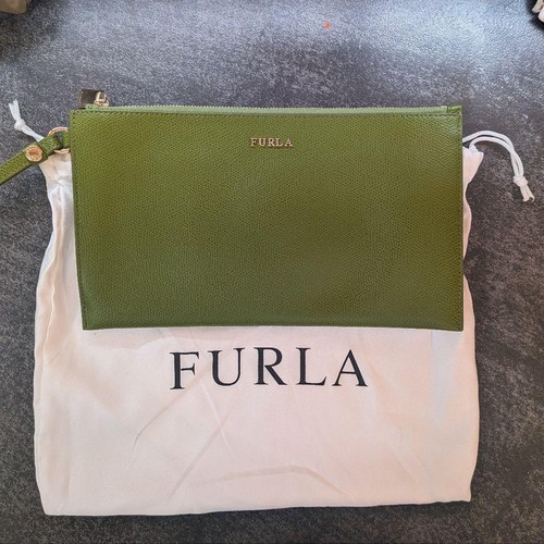 Furla green leather clutch - clutch, bag