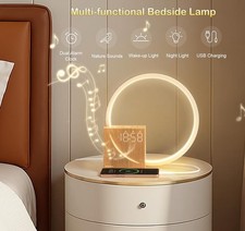 Unique Alarm Clock Night Light Natural Sounds Bedside Art Table Lamp White Noise