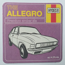 Beer mat. The Allegro,Hydes Brewery .Collectable Breweriana Coaster