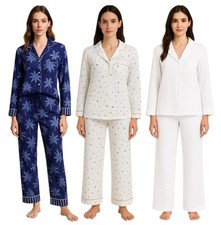 Ladies EX Marks Pure Cotton Revere Collar Summer PJ'S  Button Up Pyjamas-RRP £35