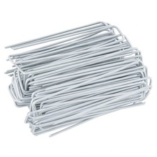 100x Galvanised Steel Weed Membrane Pins Ground Stakes Garden Pegs - 6 inch