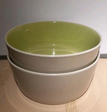 Pair Of Dunelm Elements Stoneware Cereal Bowls Green & Grey 15cm diameter VGC
