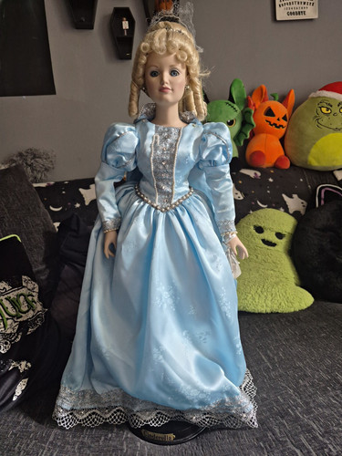 Cinderella porcelain doll blue - doll,