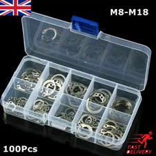 100Pcs 8-18mm  304 Stainless Steel External Circlip Retaining Ring Assortment