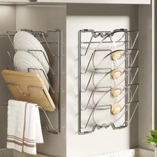 Pot Lid Holder Storage Rack Wall Mounted Pan Cover Organizer Kitchen