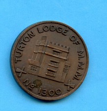 LODGE TURTON  NUMBER 1300 MASONIC  PENNY  TOKEN