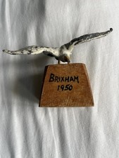 Vintage Metal Seagull  on Wood souvenir ornament From Brixham 1950 