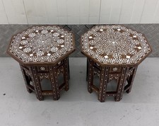 PAIR OF INDIAN INLAID FOLDING HOSHIARPUR SIDE TABLES
