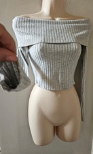 Bershka Size M Grey Ribbed Off