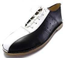 Ikon Original Mens Leather Black and White Marriott Mod 60S Style Bowling Shoes