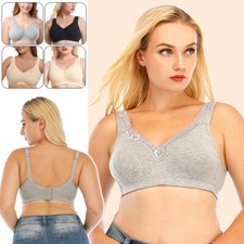 Ladies Plus Size Bra Lace Full Coverage Firm Hold Non Padded Non Wired Cotton 