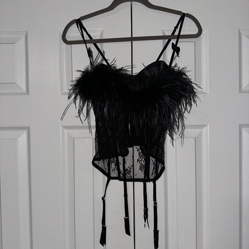 Ostrich feather black - black, lace