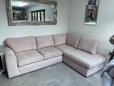 DFS Old Rose Orka Corner Sofa With Extra Middle Piece / Seat