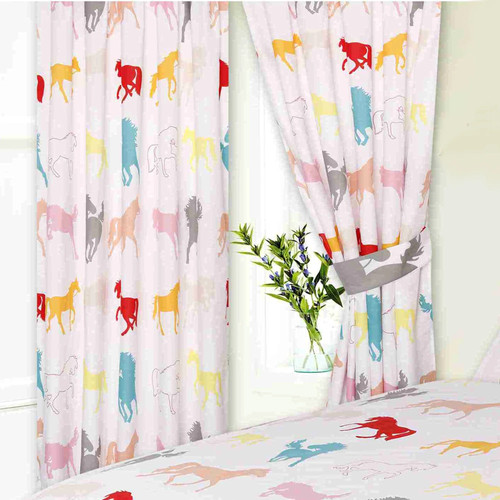 Horses white curtains - white, 66"