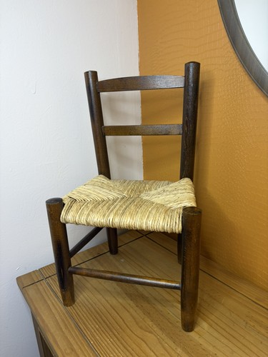 Vintage french wood and rush - wood,