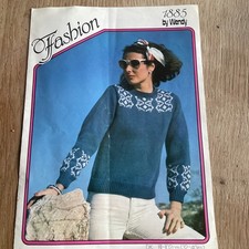 Vintage Wendy Fashion Women’s Fair Isle Sweater DK Knitting Pattern 32”-40”