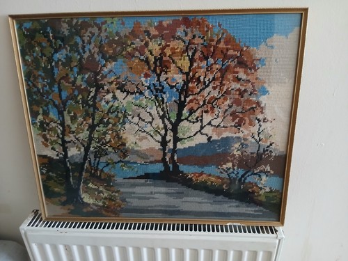 Large vintage framed autumn - vintage,