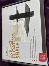 VonHaus Black Floating Shelf 2x For Wall Mounted TV Tempered Glass 5mm