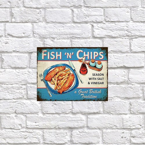 Fish chips retro tin - fish, n