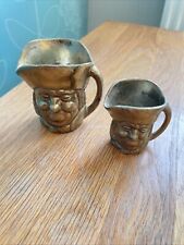 Set Of 2 Vintage Miniature Brass Toby Jugs