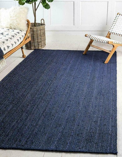 Blue jute rug rectangle - rug,