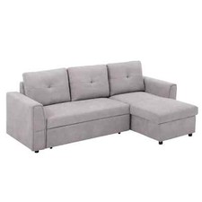 Linen-Look L-Shaped Sofa Bed