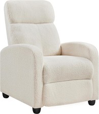 Ivory Boucle Recliner Armchair Sofa Lounge Chair Soft Adjustable Seat