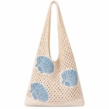 Crochet Shell Tote Bag Cream