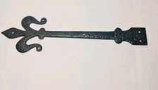 Black Wrought Iron Dummy Door Hinge Fleur De Lis 16"  
