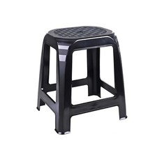 Plastic Stool Black Rattan