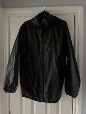 Black showerproof rain jacket with hood (XS)