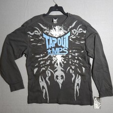 Mens Tapout MPS Shirt XXL Black  & Blue Long Sleeve Thermal Waffle MMA