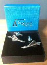 CONCORDE ENGLISH SILVER PEWTER CUFFLINKS IN PRESENTATION GIFT BOX - NEW 