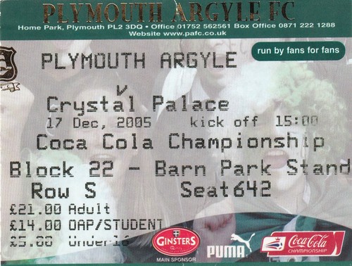 Ticket plymouth argyle - ticket,