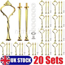 20 Sets 3 Tiers Cake Plate Cupcake Stand Rack Fittings Handle Rod Wedding Party