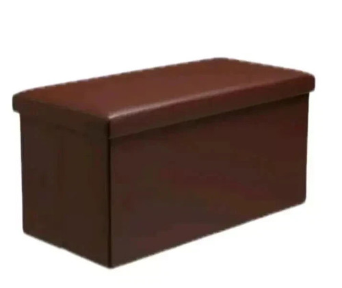 Faux leather folding ottoman - leather,