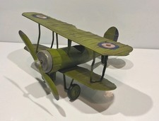 Vintage Tinplate Sopwith Camel Biplane RAF Roundel Hand Painted Metal Model 50s