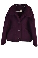 Fat Face Womans Purple Teddy Bear Fur Faux Size 12 Cropped Collared