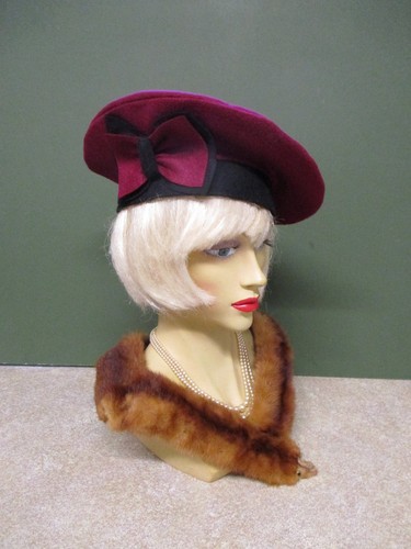 Ladies 1940 hat raspberry - 1940's,