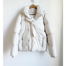 NWT Hollister Puffer Coat Ivory White Large Faux Fur Lined