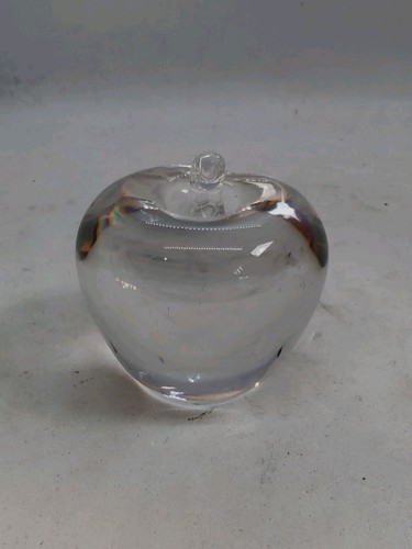 Hand blown clear glass apple - hand,
