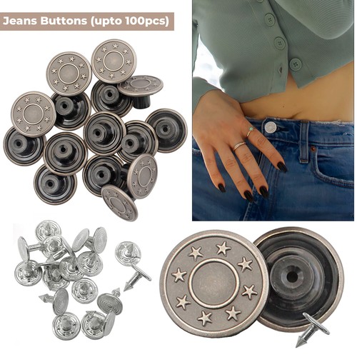 17mm jeans buttons silver open - buttons,