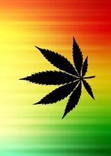 A3/A4 - PAINTING ILLUSTRATION JAMAICAN FLAG WEED LEAF SILHOUETTE ART POSTER # 29
