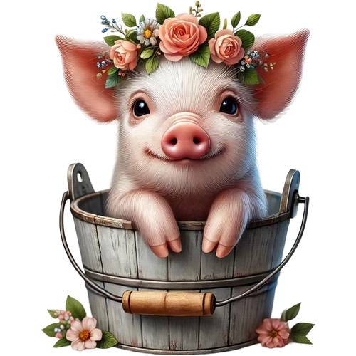 Cute piglet bucket vinyl - cute,