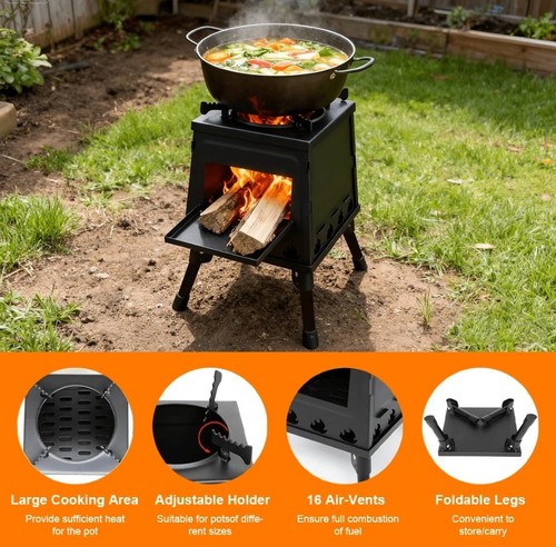 Folding camping stove wood - camping,