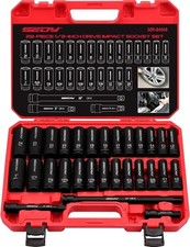 Drive Impact Socket Set SEDY 29-Piece 0.5in Standard Deep CR-V Wrench SAE Bar