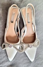 Ladies bridal shoes 'Be Mine', diamante bow, white, Size 3, New, White Satin