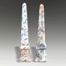 Pair of Italian white Marble Obelisks Grand Tour 19th Century -34cm (13.5") tall